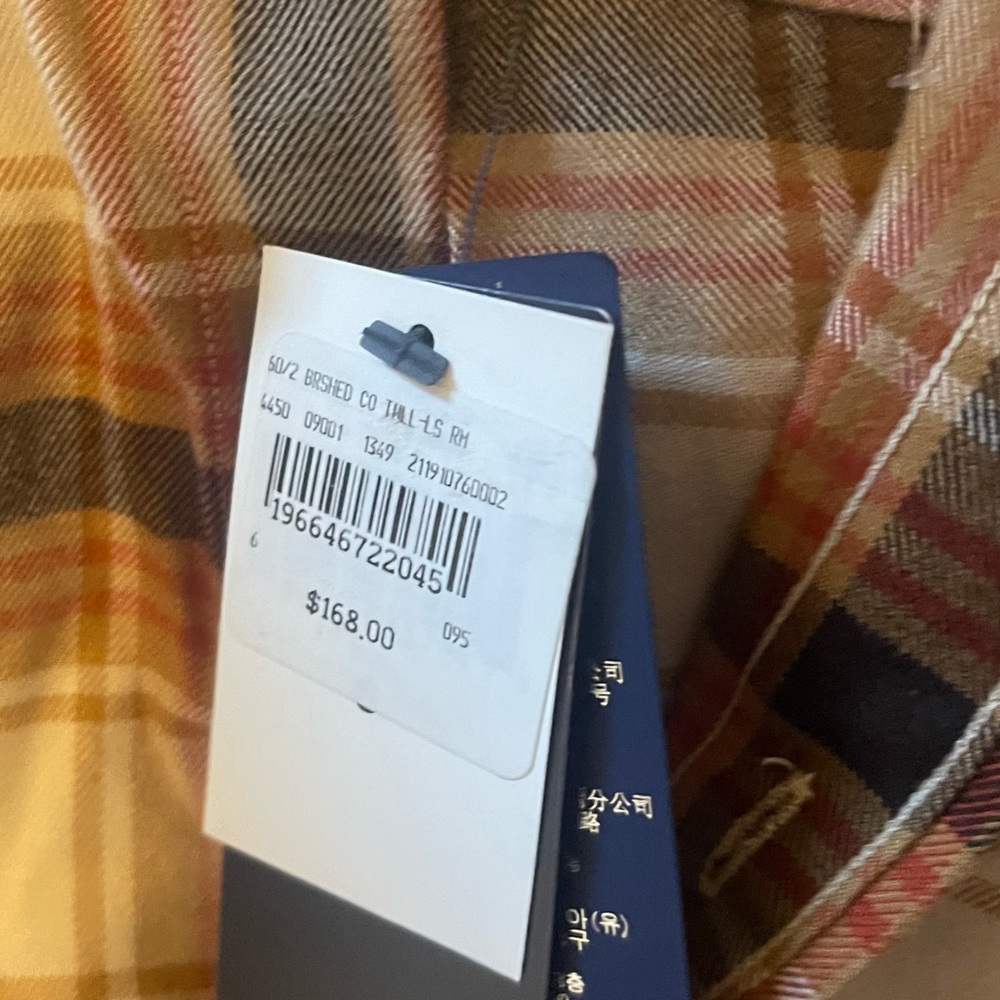 Ralph Lauren Tan and Orange Plaid Shirt - Picture 6 of 7